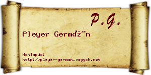Pleyer Germán névjegykártya